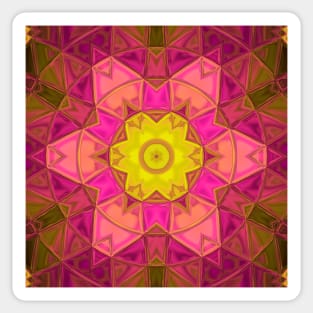 Mosaic Kaleidoscope Flower Yellow and Pink Sticker